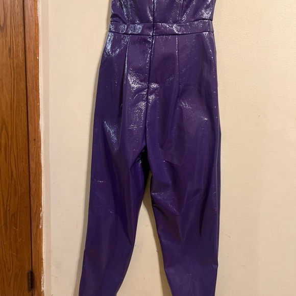 Vibrant M.I.U. Purple Faux Leather Strapless Jumpsuit NWT Size S Women's Casual - Picture 4 of 14